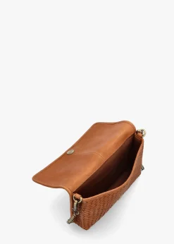 Viffie Tan Leather Woven Cross-Body Bag
