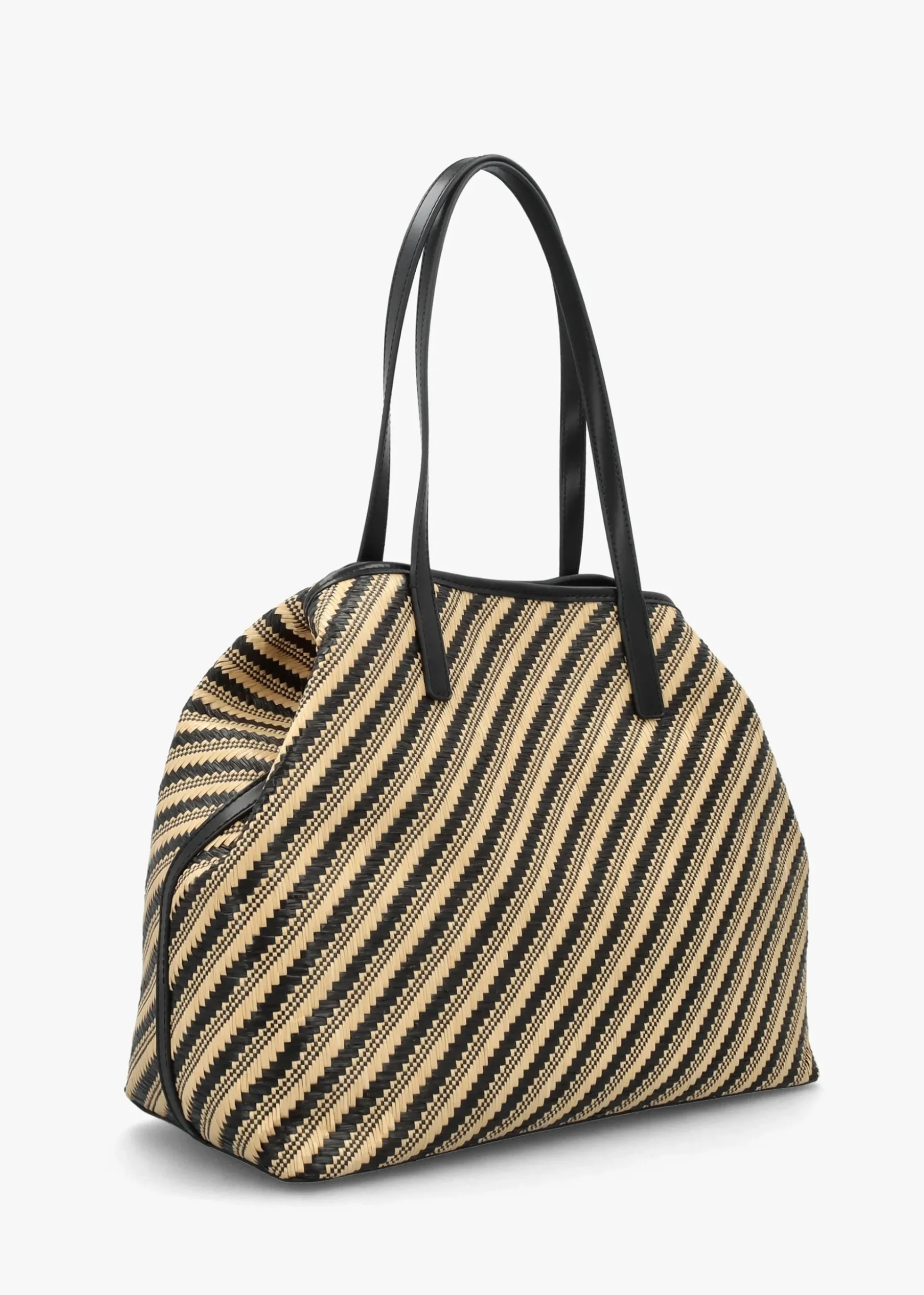 Vikky II Natural Black Beachy Tote Bag