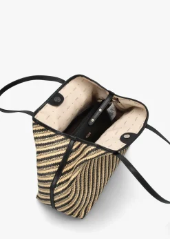 Vikky II Natural Black Beachy Tote Bag