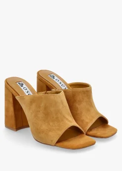 Villa Loki Mustard Suede Block Heel Mules