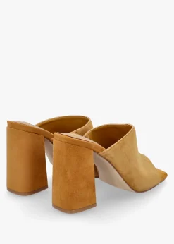 Villa Loki Mustard Suede Block Heel Mules