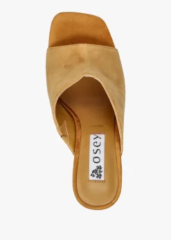 Villa Loki Mustard Suede Block Heel Mules