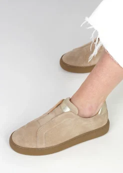Viola Beige Suede Low Profile Trainers