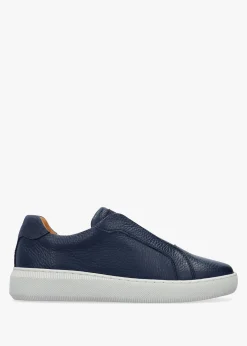 Viola Navy Tumbled Leather Low Profile Trainers