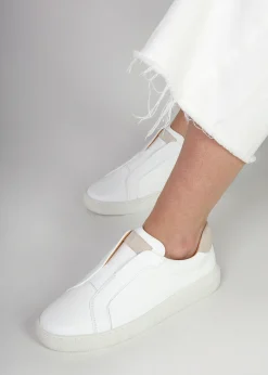 Viola White Leather Low Profile Trainers