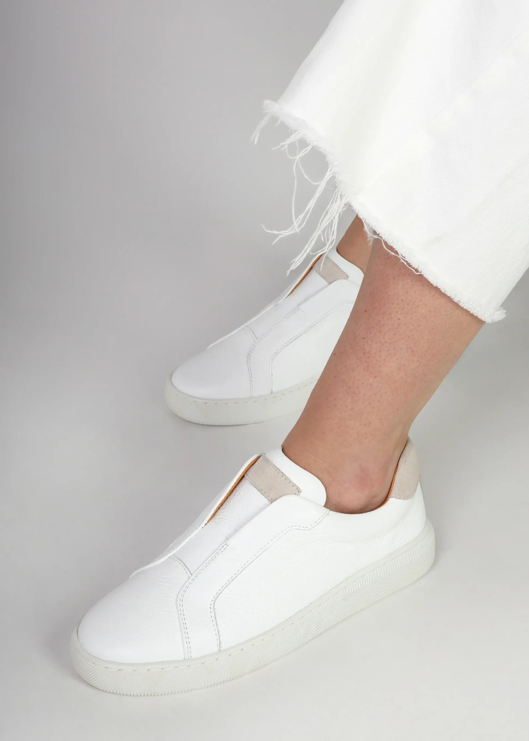 Viola White Leather Low Profile Trainers