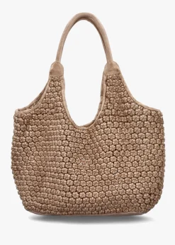Vobo Slouchy Woven Beige Leather Hobo Bag