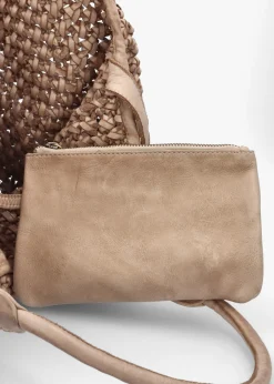 Vobo Slouchy Woven Beige Leather Hobo Bag