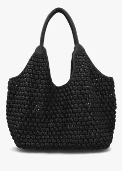 Vobo Slouchy Woven Black Leather Hobo Bag