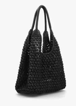 Vobo Slouchy Woven Black Leather Hobo Bag