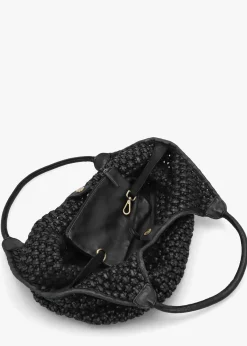 Vobo Slouchy Woven Black Leather Hobo Bag
