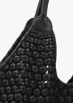 Vobo Slouchy Woven Black Leather Hobo Bag