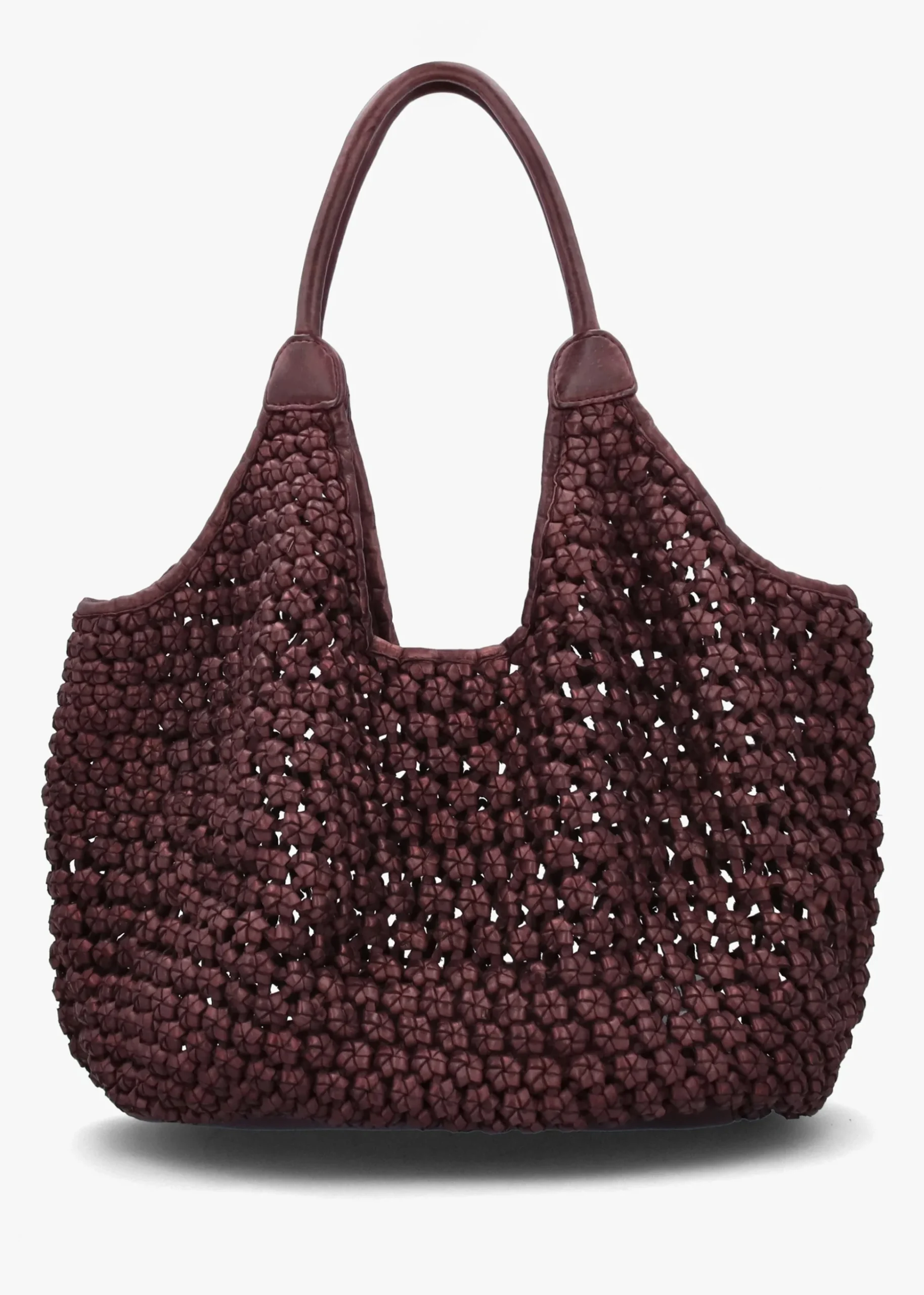 Vobo Slouchy Woven Burgundy Metallic Leather Hobo Bag