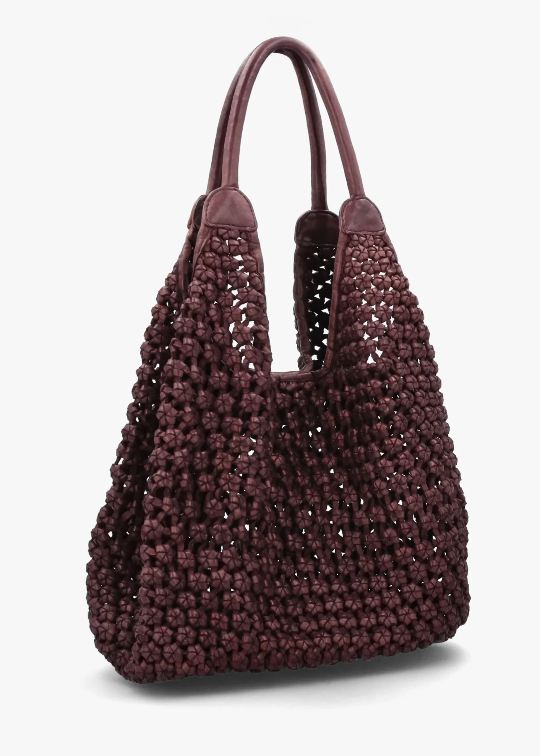Vobo Slouchy Woven Burgundy Metallic Leather Hobo Bag