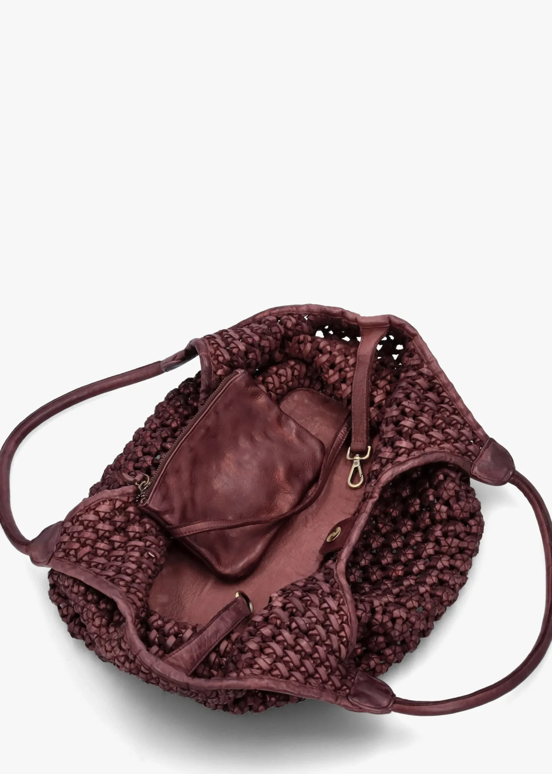 Vobo Slouchy Woven Burgundy Metallic Leather Hobo Bag