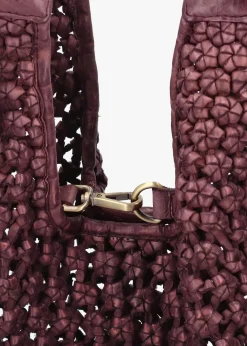 Vobo Slouchy Woven Burgundy Metallic Leather Hobo Bag