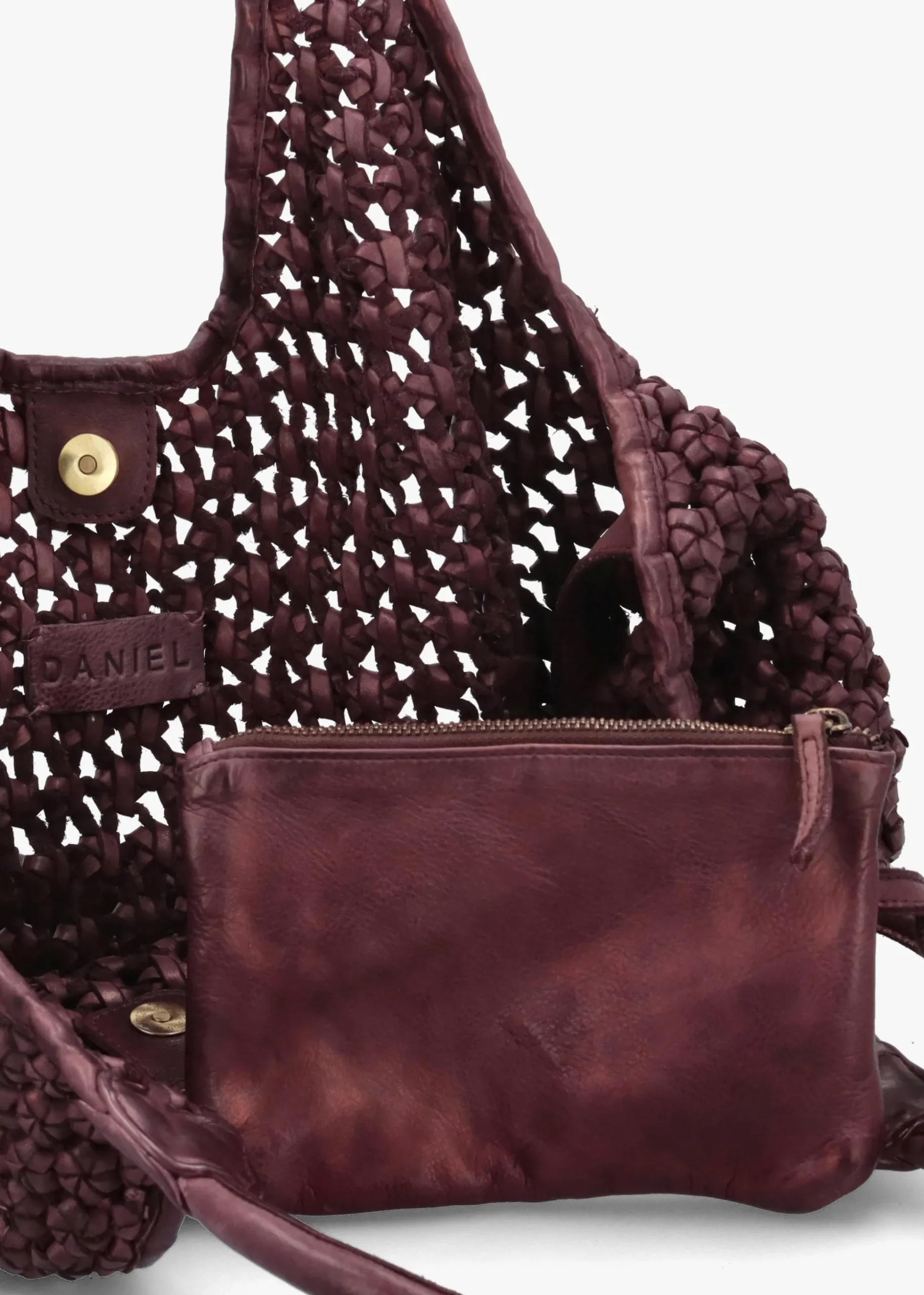 Vobo Slouchy Woven Burgundy Metallic Leather Hobo Bag