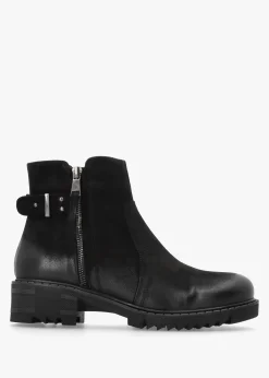 Voluptas Black Leather Ankle Boots