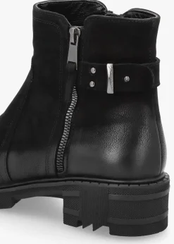 Voluptas Black Leather Ankle Boots