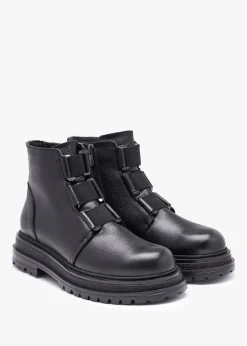 Vulcan Black Leather Ankle Boots