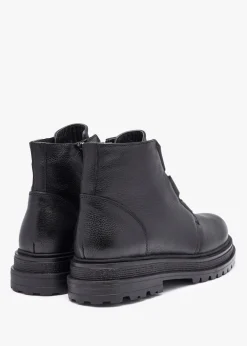 Vulcan Black Leather Ankle Boots