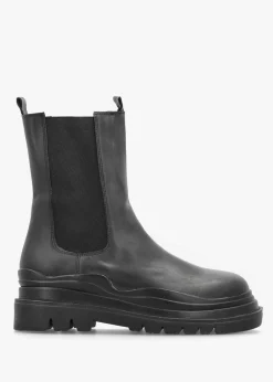 Wavy Black Tall Chelsea Boots