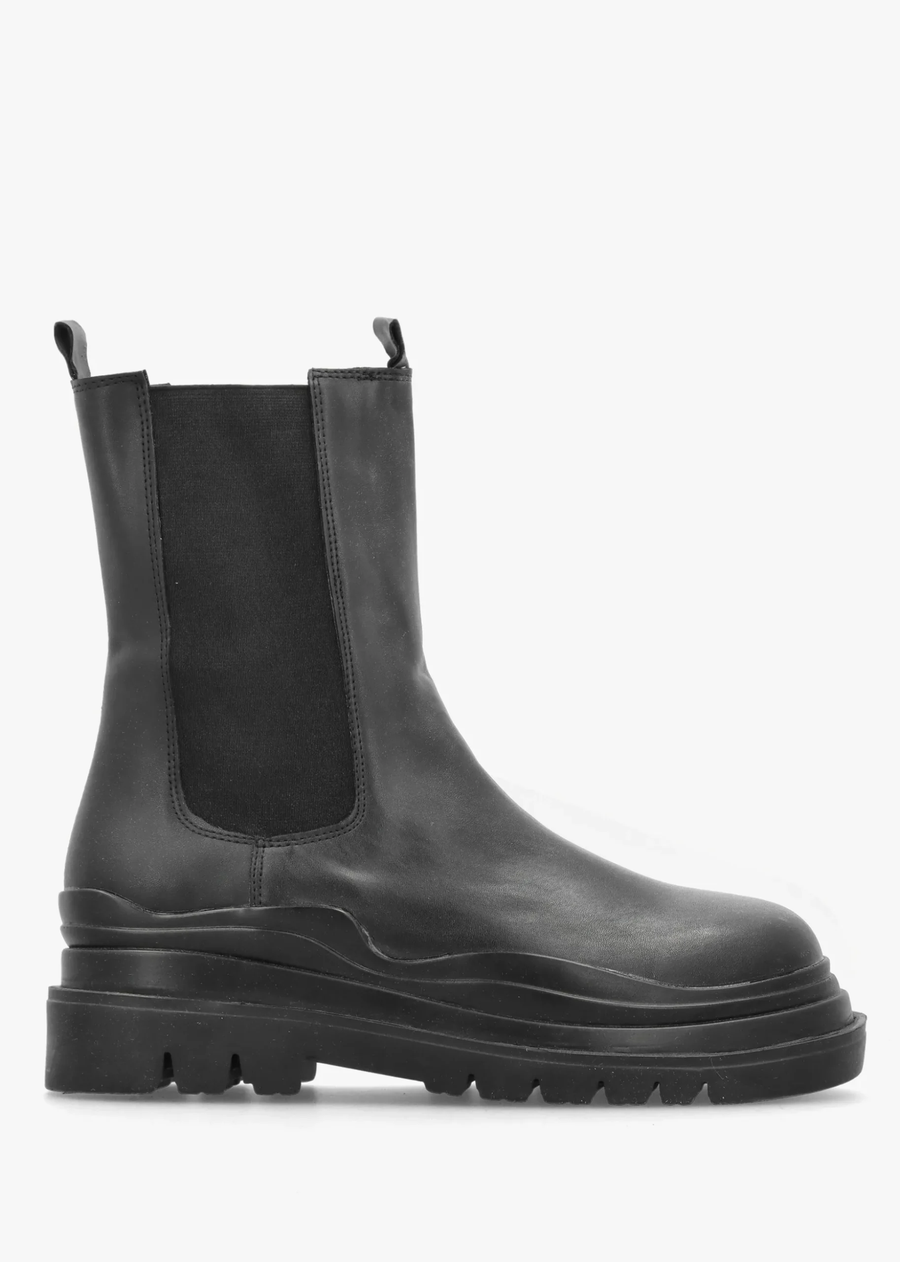Wavy Black Tall Chelsea Boots