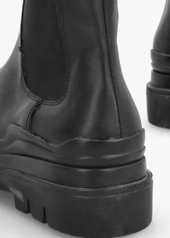 Wavy Black Tall Chelsea Boots