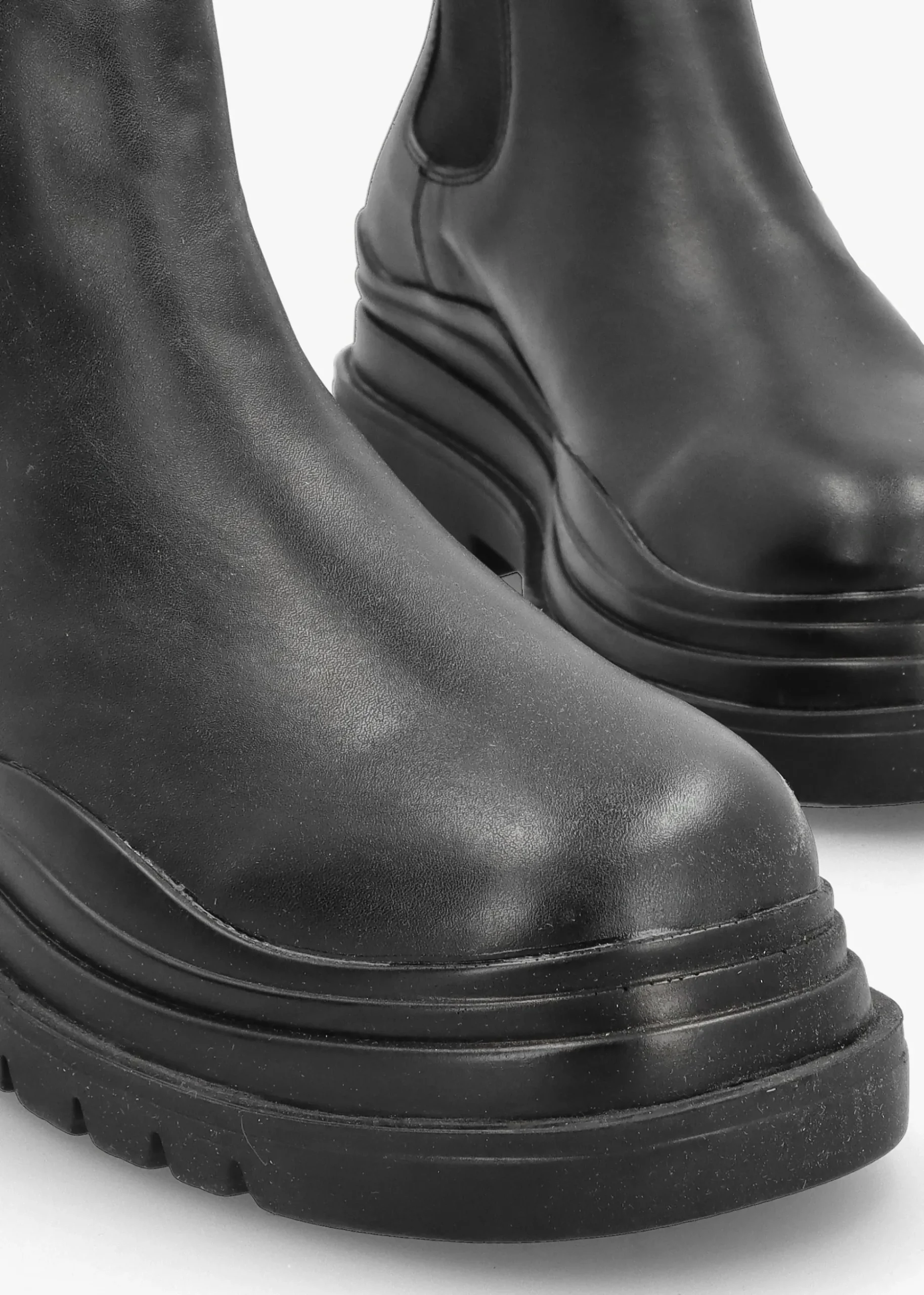 Wavy Black Tall Chelsea Boots