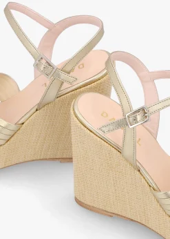Wejavery Gold Leather Wedge Sandals