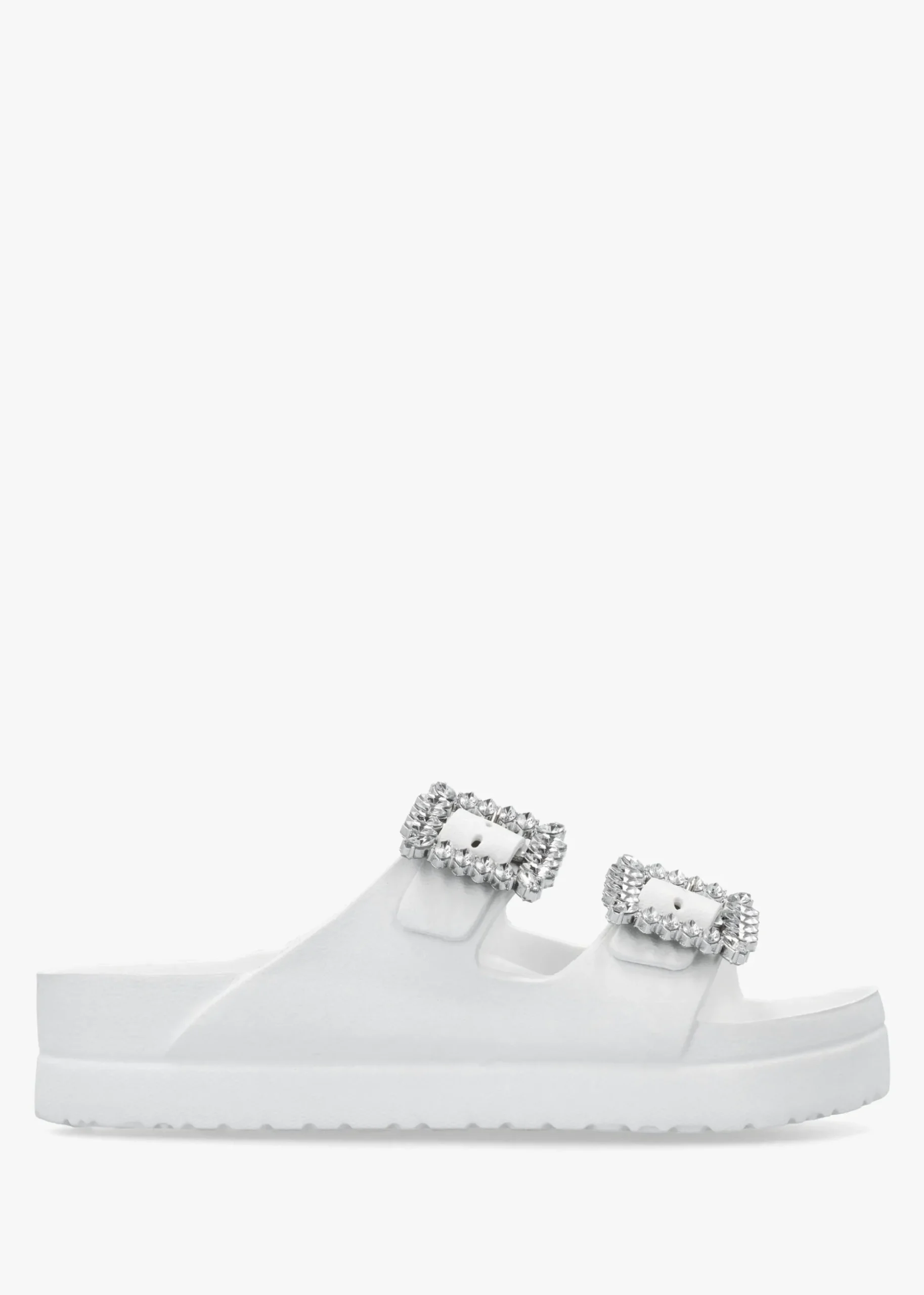 White Two Bar Embellished Mules