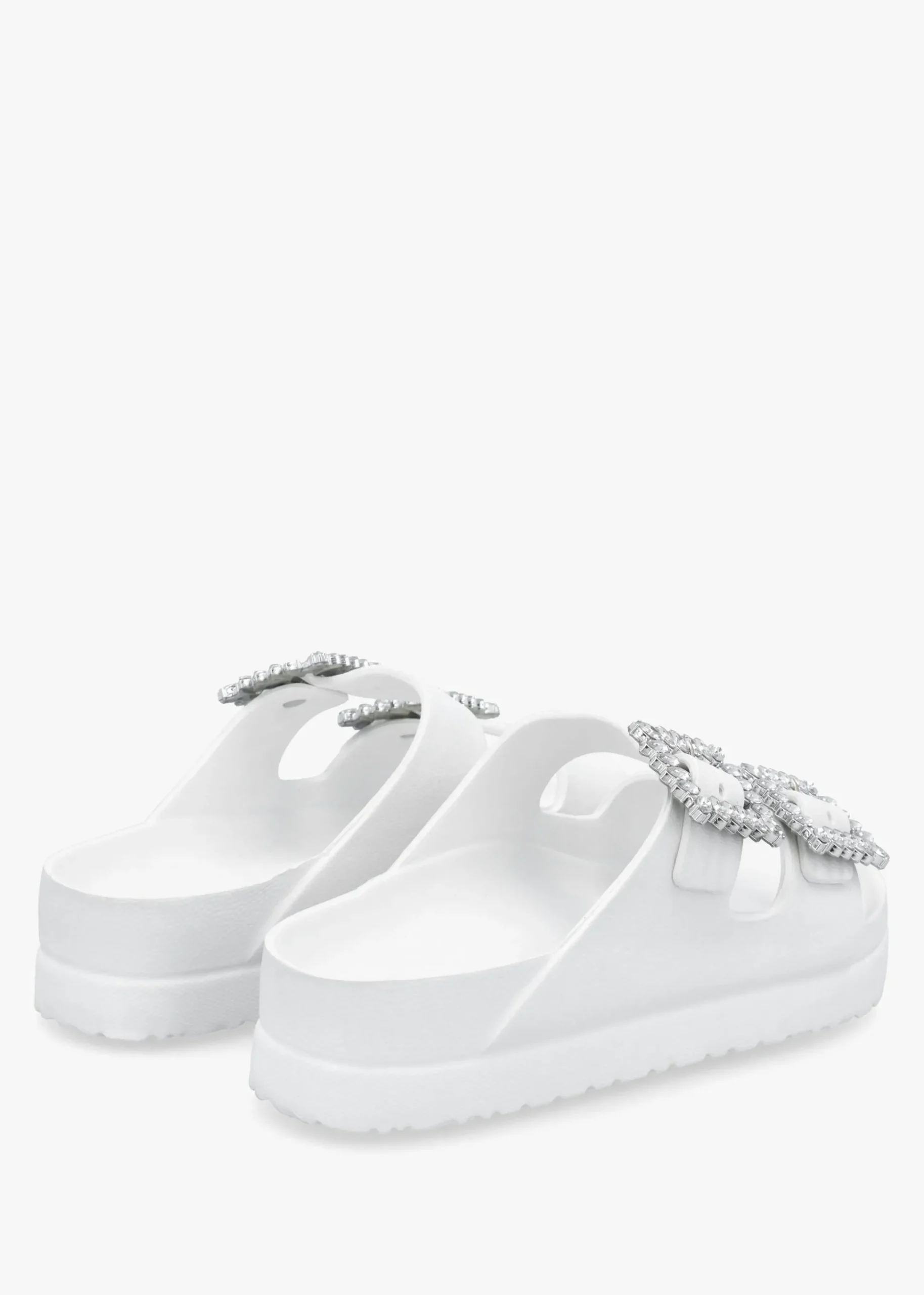 White Two Bar Embellished Mules