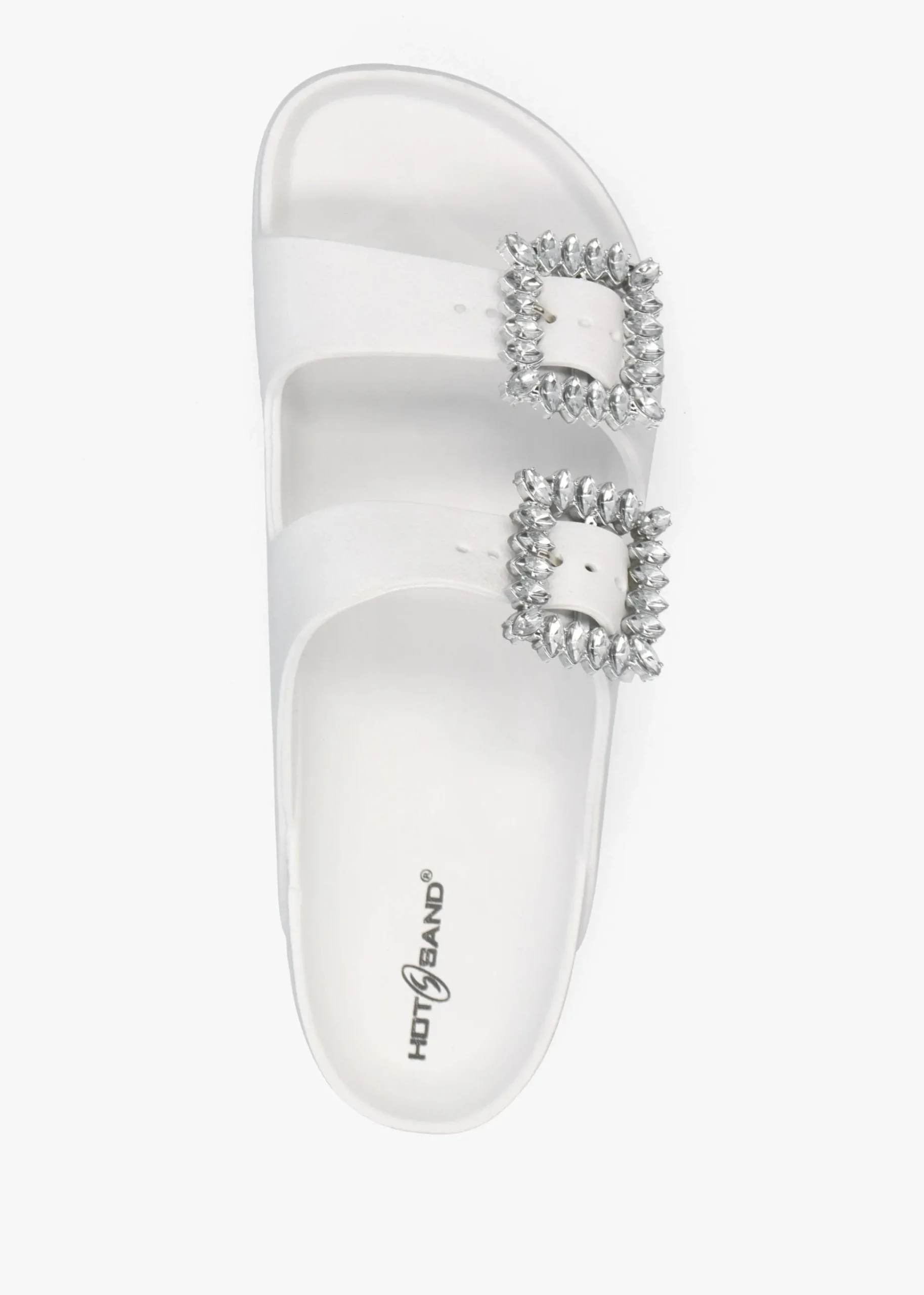 White Two Bar Embellished Mules