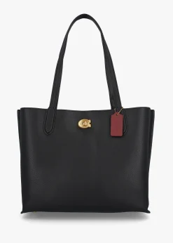 Willow Black Leather Tote Bag