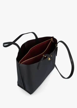 Willow Black Leather Tote Bag