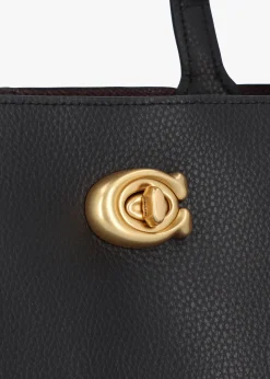 Willow Black Leather Tote Bag