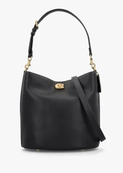 Willow Soft Black Leather Bucket Bag