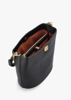 Willow Soft Black Leather Bucket Bag
