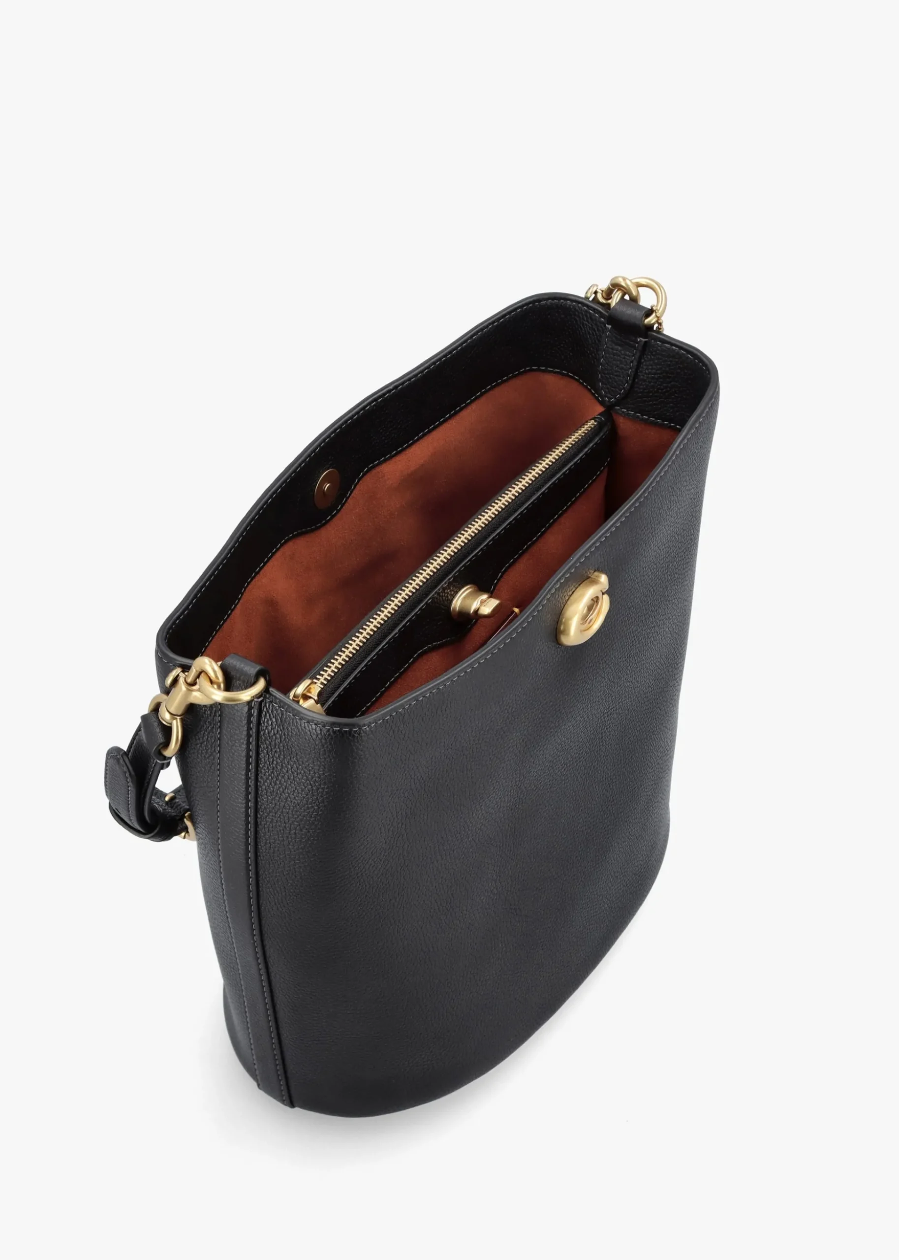 Willow Soft Black Leather Bucket Bag
