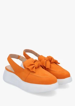Winger Apricot Suede Knotted Sling Back Moccasins