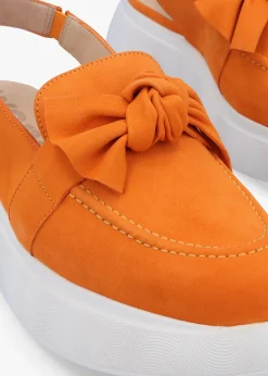Winger Apricot Suede Knotted Sling Back Moccasins