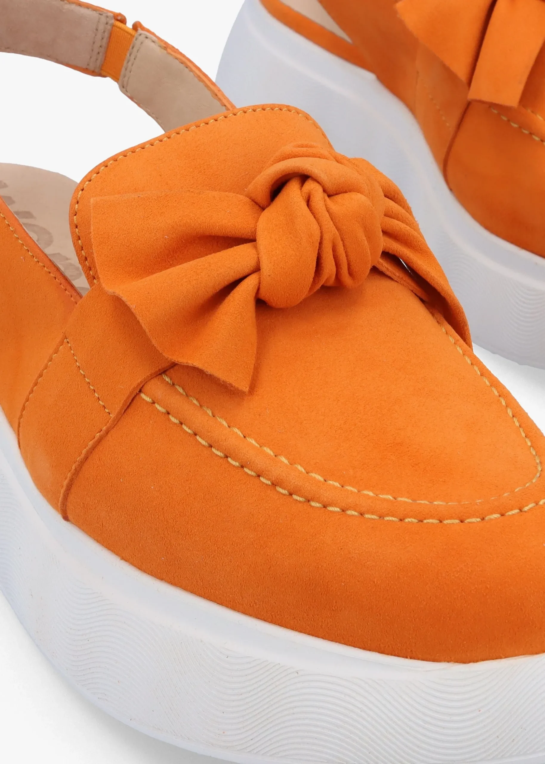 Winger Apricot Suede Knotted Sling Back Moccasins