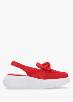 Winger Rojo Suede Knotted Sling Back Moccasins
