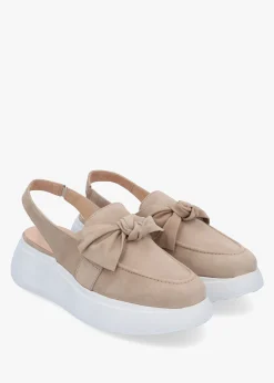 Winger Taupe Suede Knotted Sling Back Moccasins