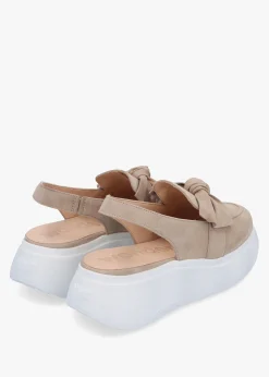 Winger Taupe Suede Knotted Sling Back Moccasins