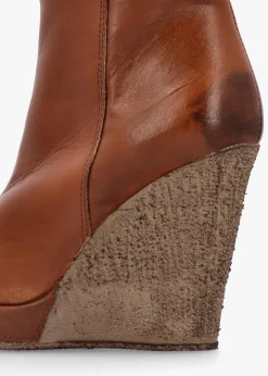 Wisdom Tan Leather Knee High Wedge Boot