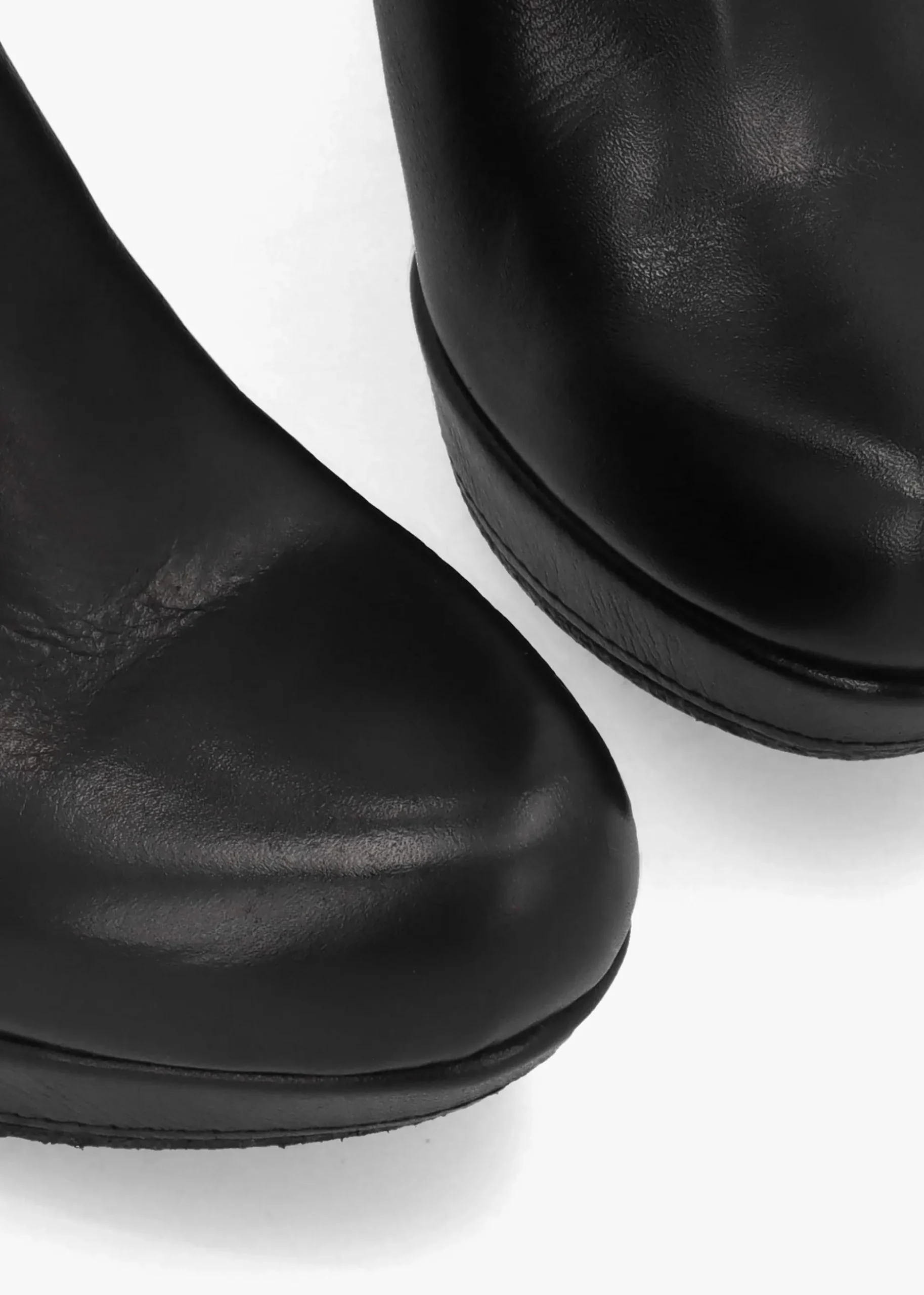 Wiser Black Leather Knee High Wedge Boots
