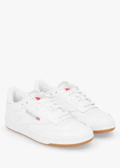 Women's Club C 85 White Light Grey Gum Leather Tennis Trainers