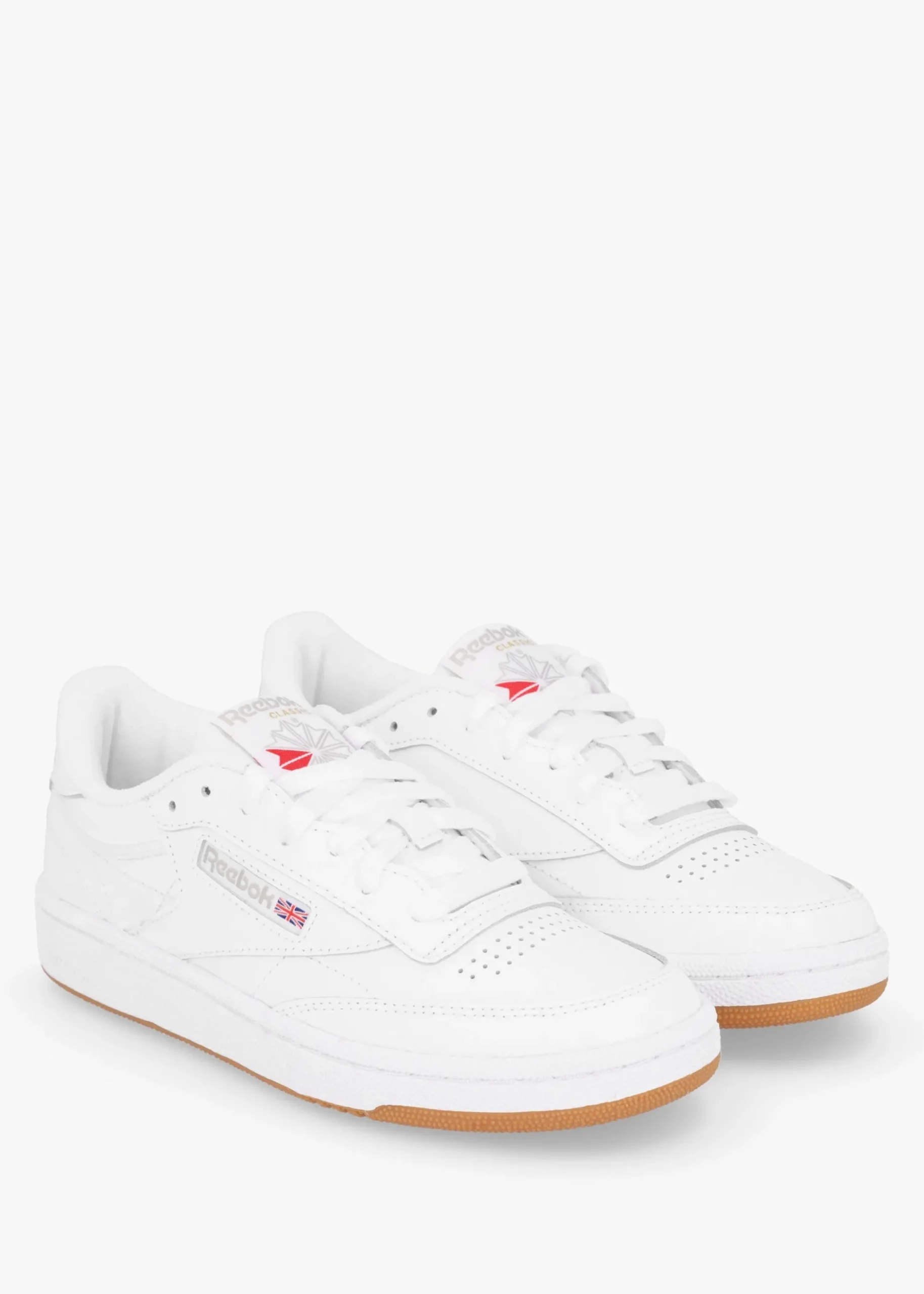 Women's Club C 85 White Light Grey Gum Leather Tennis Trainers