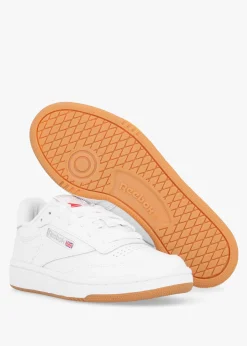 Women's Club C 85 White Light Grey Gum Leather Tennis Trainers